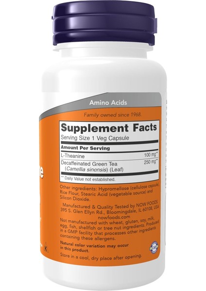 Supplements, L-Theanine 100 Mg With Decaf Green Tea, Stress Management*, 90 Veg Capsules fiyatları