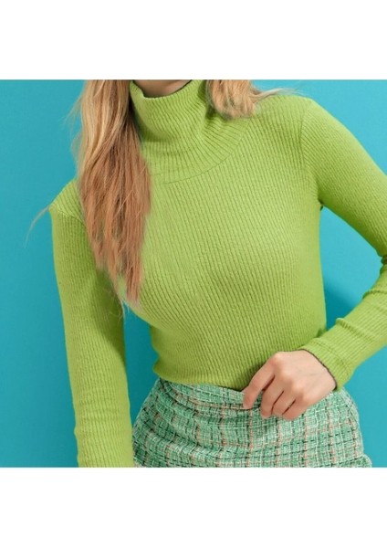 Kadın Pamuklu Balıkçı Yaka Kaşkorse Şardonlu Fitilli Slimfit Kazak Body Standart modelleri