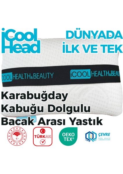 Ortopedik Bacak Arası ve Diz Arası Yastık – Doğal Karabuğday Kabuğu Dolgulu, Yan Yatanlar ve Hamileler İçin