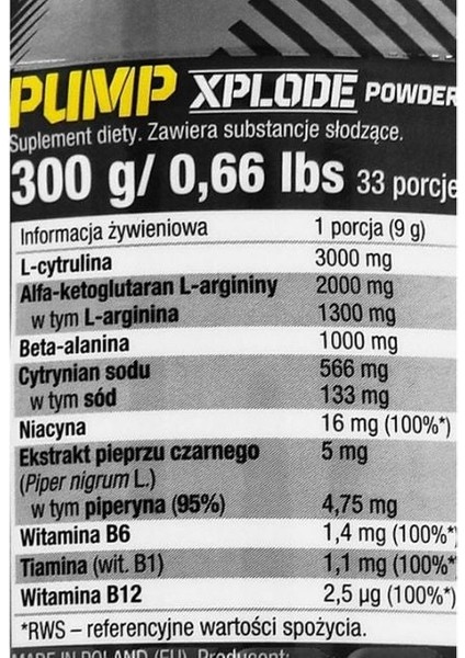 Pump Preworkout Xplode Powder / 33 Serv. fiyatları
