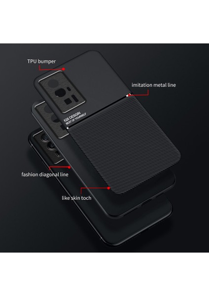 Xiaomi Redmi K60E Kılıfı, Şık Moire Gömülü Demir Plaka Halkasız Braketli Telefon Kılıfı-Mavi (Yurt Dışından) fiyatları