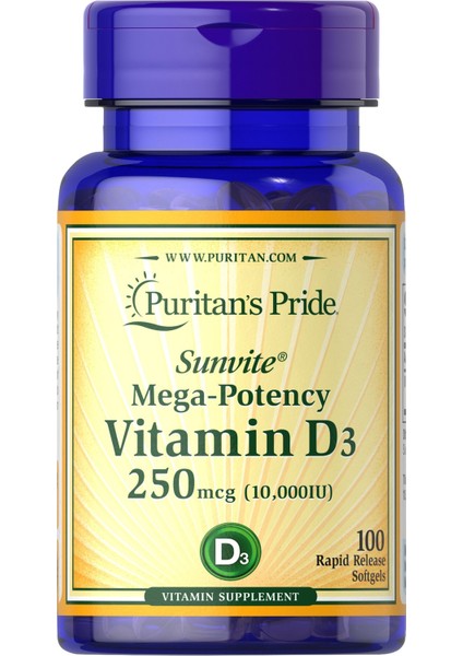 Vitamin D3 250 Mcg (10000 Iu), 100 Softgels
