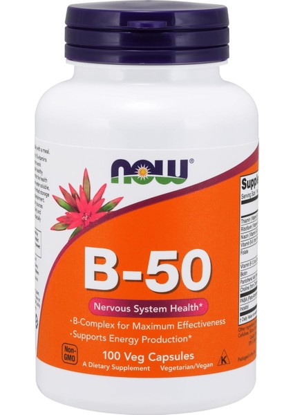 Vitamin B-50MG Folate Paba Choline Inositol 100 Caps