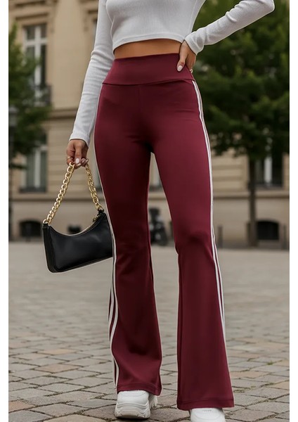 Yüksek Bel Yan Şeritli Ispanyol Paça Kadın Tayt indirimleri