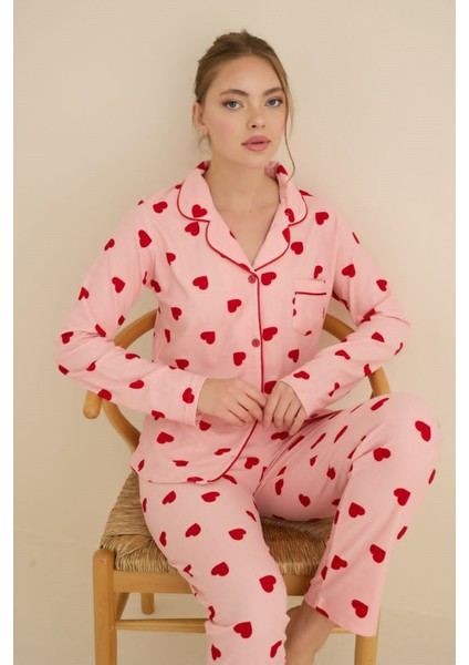 Kadın Gömlek Yaka Önden Düğmeli Saten Biyeli Göğüs Cepli Ince Süet Kışlık Uzun Kol Pijama Takımı fırsatları