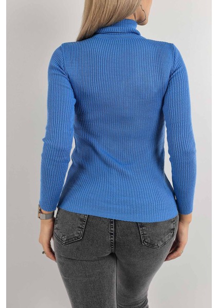 Kadın Pamuklu Balıkçı Yaka Kaşkorse Şardonlu Fitilli Slimfit Kazak Body Standart fırsatları