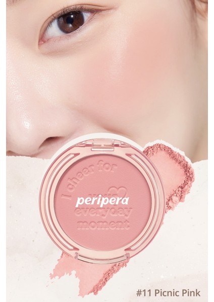 Pastel Tonlarda Sebum Dengeleyici Toz Allık PERIPERA Pure Blushed Sunshine Cheek (11Picnic Pink)