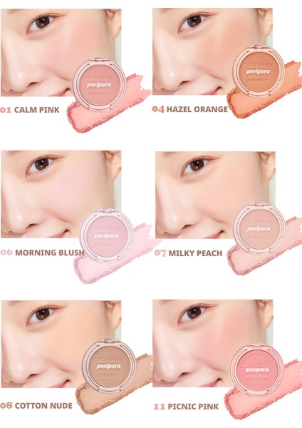 Pastel Tonlarda Sebum Dengeleyici Toz Allık PERIPERA Pure Blushed Sunshine Cheek (11Picnic Pink)