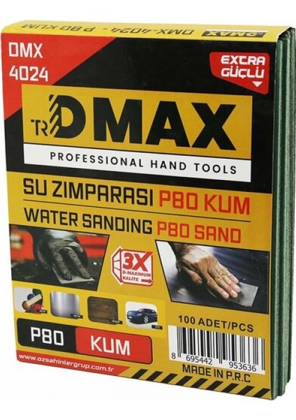 100 Adet P80 Kum - Kağıt - Su Zımparası - 230X280MM - Kullanım= Boya - Metal - Ahşap - Oto (4887)