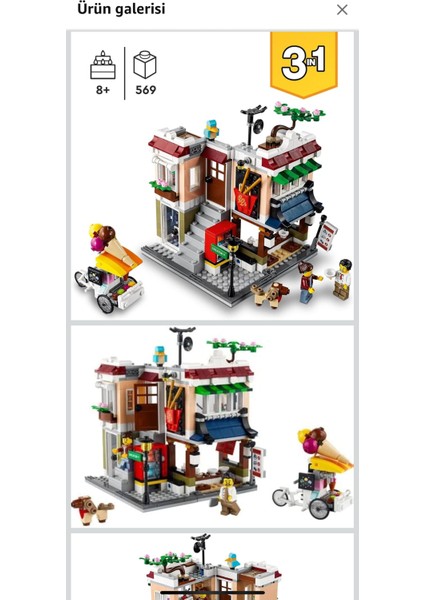 LEGO Creator 3’ü 1 Arada Şehir Merkezi Makarna Dükkanı 31131 modelleri