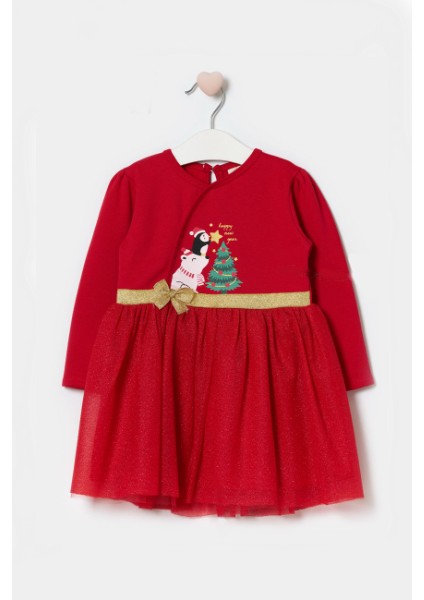 Kız Bebek Beli Fiyonk Detaylı Anvelop Yılbaşı Elbisesi NBK-24923 modelleri