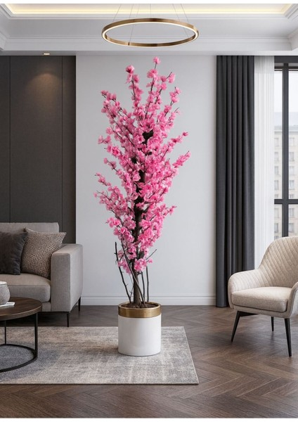 Yapay Kiraz Çiçeği 180 cm Lüx Metal Saksı Dahil