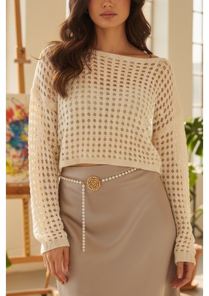 Pınkmark Kadın Gold Gül Figürlü Inci Zincir Kemer PMKM25643