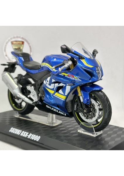 Suzuki GSX-R1000 Lacivert 1:12(17) Diecast Metal Stantlı Motosiklet Model – Suzuki Lisanslı