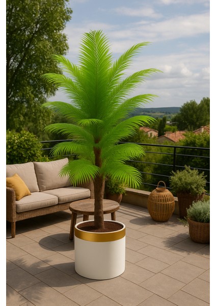 Yapay Areka Ağacı Açık Yeşil Renk Yaprakları Lüx Metal Saksı Dahil fiyatları