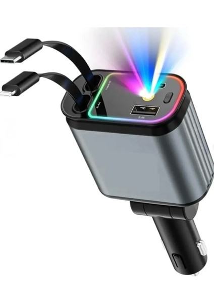 USB C Type-C Araç Şarj Aleti, 4'ü 1 Arada Hızlı Şarj Araç 66W Araç USB Çakmaklık Şarj Cihazı