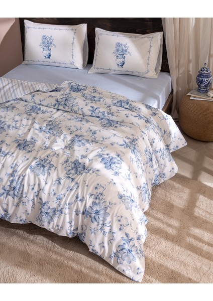 Chapele Çift Kişilik %100 Pamuk Ranforce Baskılı Nevresim Takımı - Mavi fiyatları