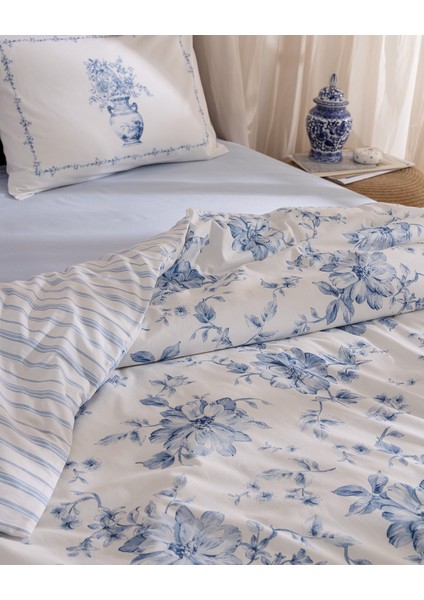 Chapele Çift Kişilik %100 Pamuk Ranforce Baskılı Nevresim Takımı - Mavi modelleri