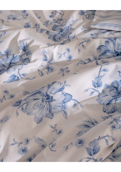 Chapele Çift Kişilik %100 Pamuk Ranforce Baskılı Nevresim Takımı - Mavi