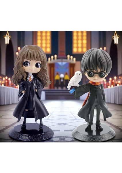 Harry Potter & Hermione Granger Karakter Figür Oyuncak Stantlı Koleksiyonluk Dekoratif Biblo Seti