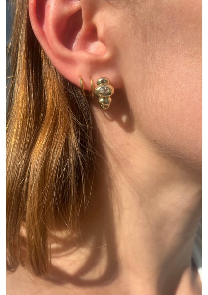 Sıralı Zirkon Gold Çelik Halka Küpe fiyatları