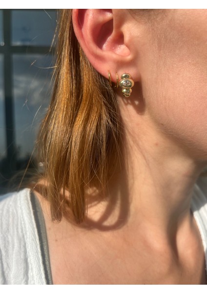 Sıralı Zirkon Gold Çelik Halka Küpe fırsatları