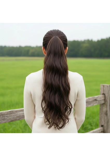 Tokalı Dalgalı At Kuyruğu - Kahve Karamel