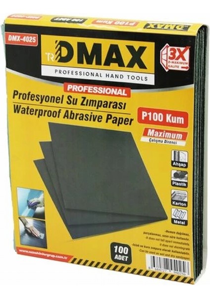 100 Adet P100 Kum - Kağıt - Su Zımparası -230X280MM - Kullanım= Metal - Ahşap - Plastik - Karton (4887)