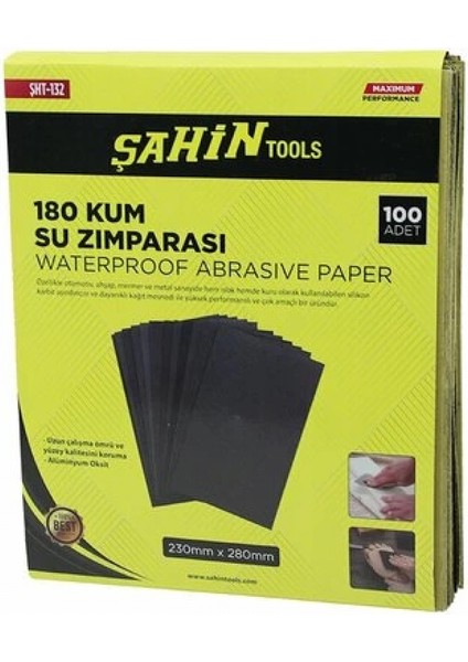 100 Adet 180 Kum Kağıt Su Zımparası 230X280MM (4887)