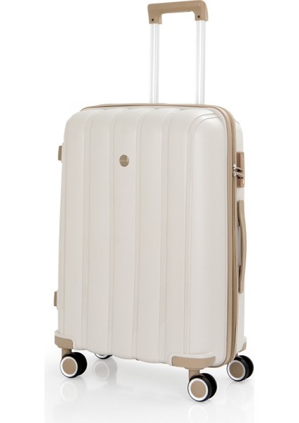 Üçlü Polipropilen Valiz Seti V305 Kemik Şampanya modelleri