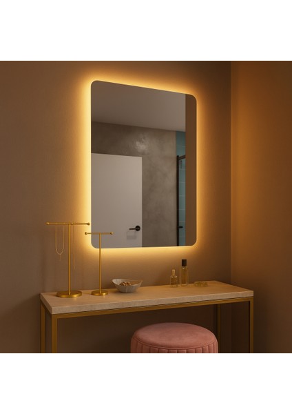 Aurelia LED Ayna – Lüks Köşeleri Yuvarlatılmış Dikdörtgen Ayna fırsatları
