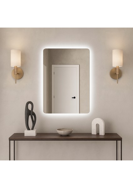 Aurelia LED Ayna – Lüks Köşeleri Yuvarlatılmış Dikdörtgen Ayna indirimleri