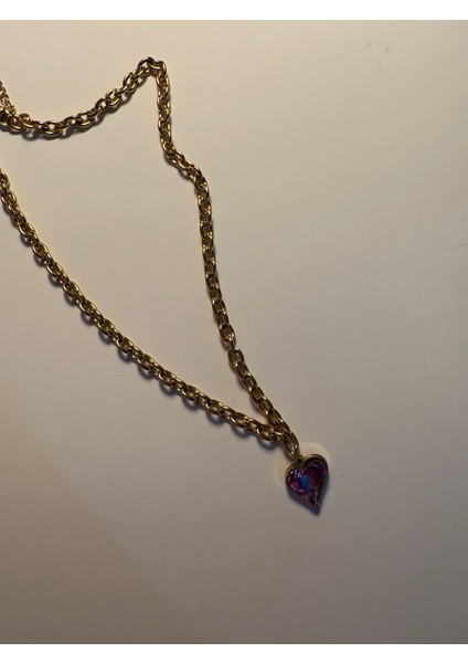 Zincir Mor Kalp Gold Çelik Kolye fiyatları