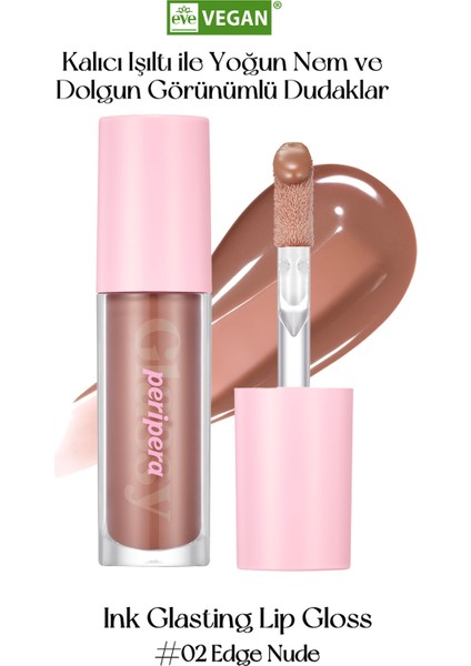 Dudaklara Dolgun ve Işıltılı Görünüm Sunan Gloss PERIPERA Ink Glasting Lip Gloss (2 Edge Nude)