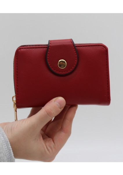 Bozuk Para Gözlü Bol Kartlıklı Kırmızı Mini Kadın Cüzdanı modelleri