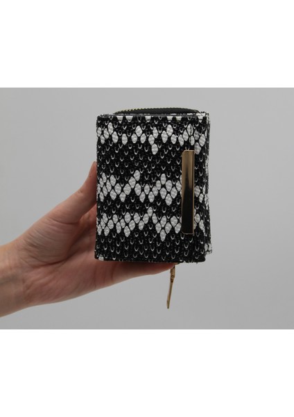 Siyah Desenli Bozuk Para Gözlü Bol Kartlıklı Mini Kadın Cüzdanı fiyatları