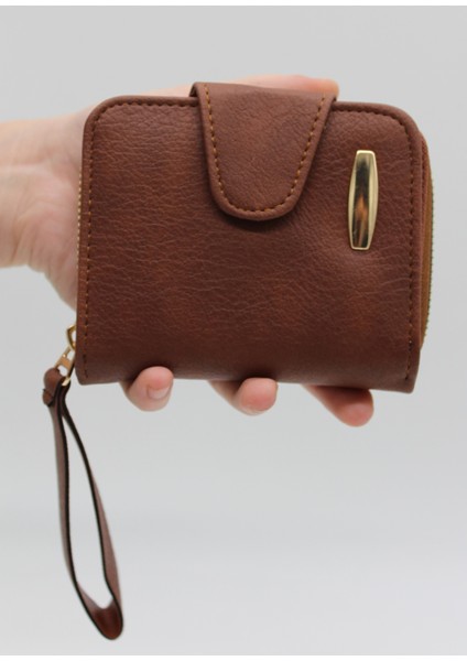 Elcikli Bozuk Para Gözlü Bol Kartlıklı Vizon Mini Kadın Cüzdanı