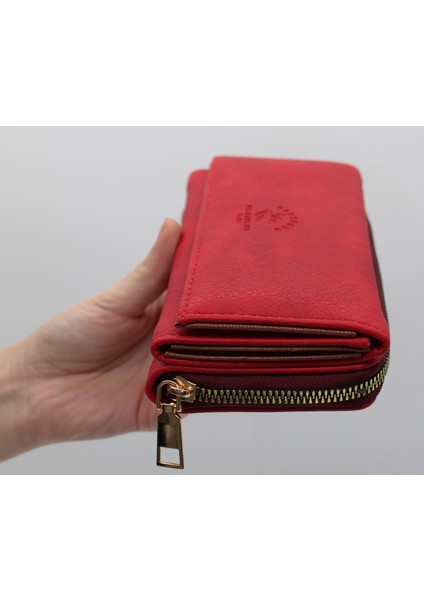 Kırmızı Bozuk Para Gözlü Bol Kartlıklı Büyük Kadın Cüzdanı 005 modelleri