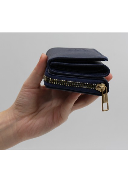 Lacivert Bozuk Para Gözlü Bol Kartlıklı Mini Kadın Cüzdanı modelleri