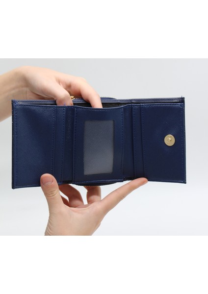 Lacivert Bozuk Para Gözlü Bol Kartlıklı Mini Kadın Cüzdanı indirimleri