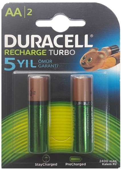 Duracell Şarj Edilebilir Kalem Pil 2&apos;li Aa 2500 Mah