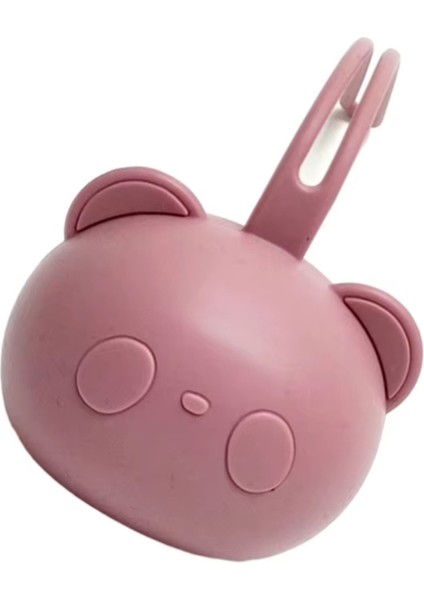 Silikon Emzik Saklama Kutusu Emzik Tutucu Taşınabilir Askılı Panda Desenli Rose Pembe