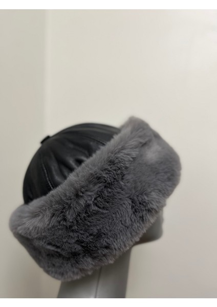 Unisex Kışlık %100 Hakiki Deri Peluş Kalpak Şapka Standart modelleri