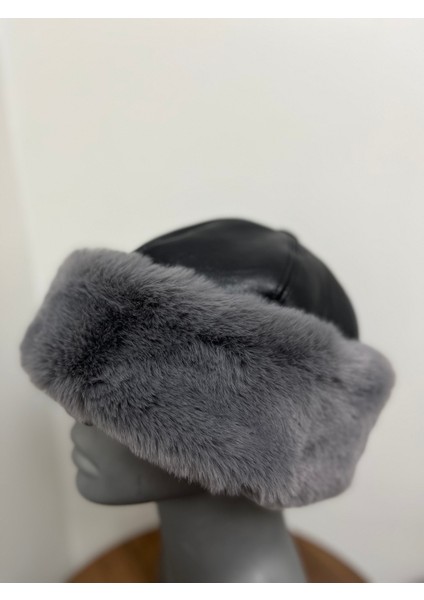 Unisex Kışlık %100 Hakiki Deri Peluş Kalpak Şapka Standart fırsatları