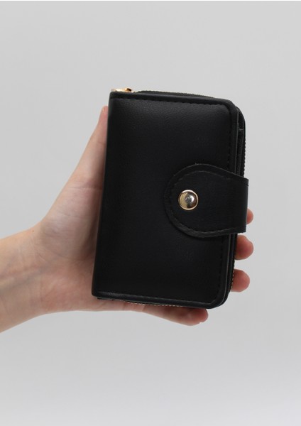 Bozuk Para Gözlü Bol Kartlıklı Siyah Mini Kadın Cüzdanı fiyatları