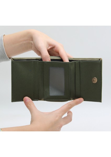 Haki Bozuk Para Gözlü Bol Kartlıklı Mini Kadın Cüzdanı indirimleri