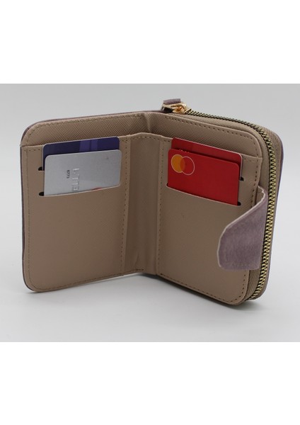 Elcikli Bozuk Para Gözlü Bol Kartlıklı Lila Mini Kadın Cüzdanı