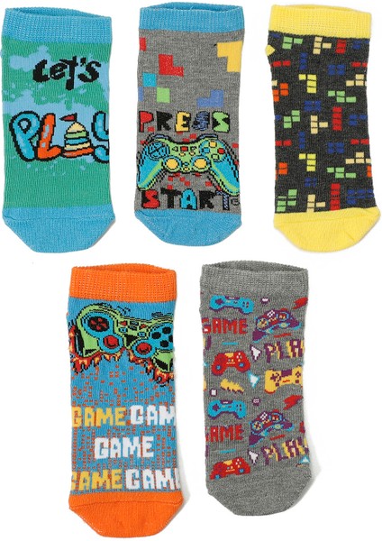 Play 5 Lı Ptk-B 5pr Çok Renkli Erkek Çocuk 5'li Patik Çorap