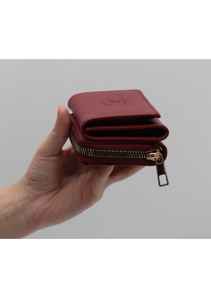 Bordo Bozuk Para Gözlü Bol Kartlıklı Mini Kadın Cüzdanı modelleri