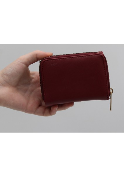 Bordo Bozuk Para Gözlü Bol Kartlıklı Mini Kadın Cüzdanı fırsatları